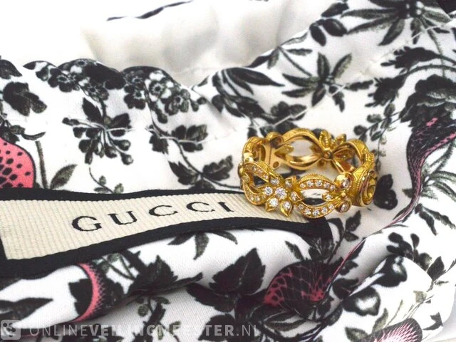 Gucci "flora" gouden pavé ring met diamanten - afbeelding 7 van  11