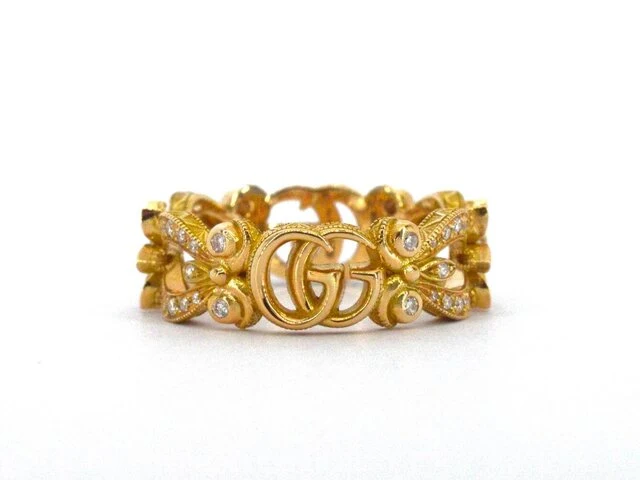 Gucci "flora" gouden pavé ring met diamanten - afbeelding 8 van  11