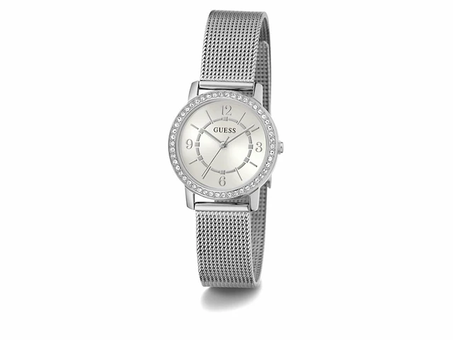 Guess dames horloge gw0534l1 staal quartz met zilverkleurig wijzerplaat en zirkonia en meshband - afbeelding 1 van  4
