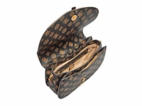 Guess schoudertas kuba tri compartment flap shoulder bag mocha logo donkerbruin - afbeelding 2 van  5