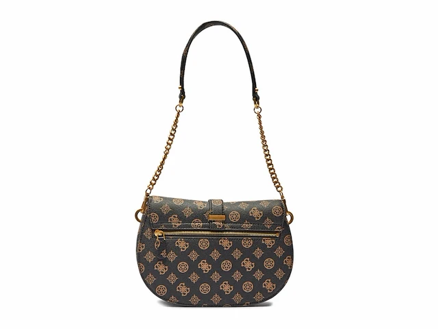 Guess schoudertas kuba tri compartment flap shoulder bag mocha logo donkerbruin - afbeelding 3 van  5