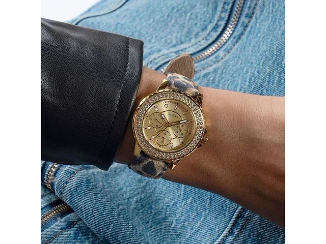 Guess watches box set gw0660l2 goud tijgerprint en zwarte band - afbeelding 3 van  3