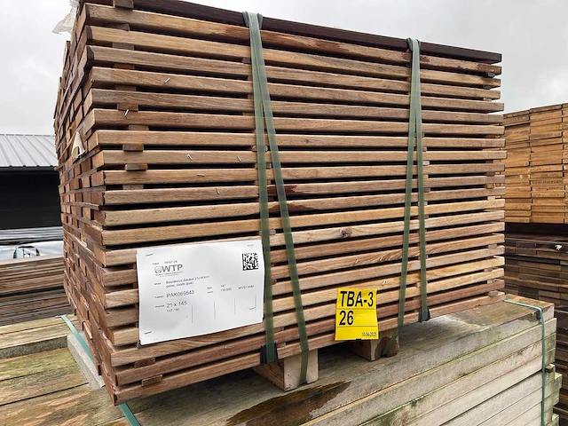 Guyana teak hardhouten planken geschaafd 21x145mm, lengte 95cm (147x) - afbeelding 2 van  3