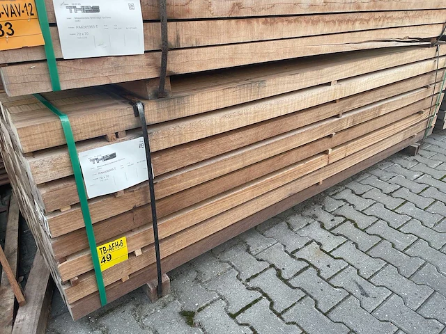 Guyana teak palen fijnbezaagd 2750x68x68mm (112x) - afbeelding 4 van  4