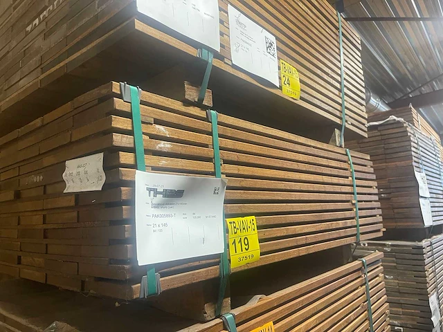 Guyana teak planken geschaafd 1250x145x21mm (84x) - afbeelding 4 van  4