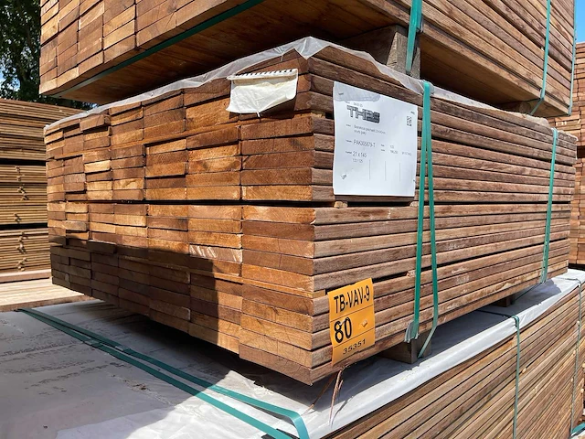Guyana teak planken geschaafd 1250x21x145mm (133x) - afbeelding 4 van  4