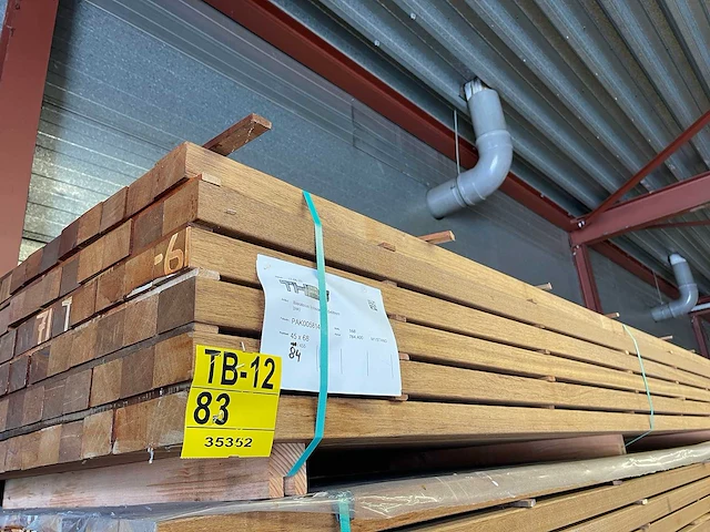 Guyana teak regels geschaafd 4550x68x42mm (84x) - afbeelding 4 van  4