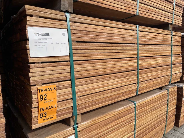 Guyana teak vlonderplanken 1850x145x21mm (89x) - afbeelding 4 van  4