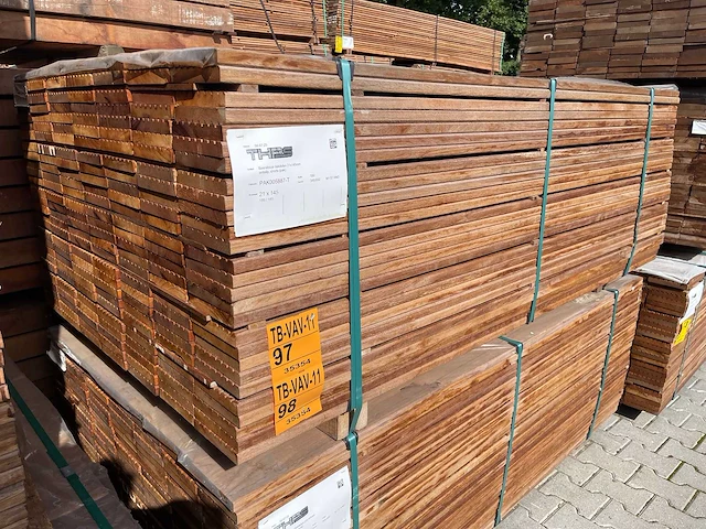 Guyana teak vlonderplanken 1850x145x21mm (89x) - afbeelding 4 van  4