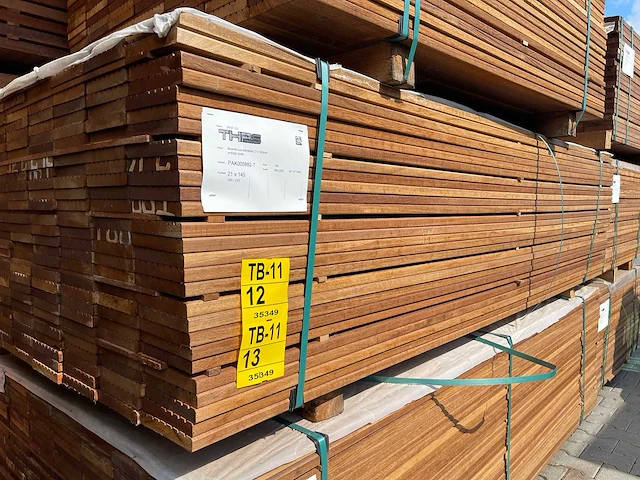 Guyana teak vlonderplanken 2450x145x21mm (89x) - afbeelding 4 van  4