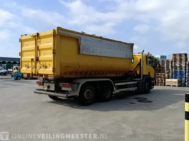 Haakarm vrachtwagen scania, p270 6x2 met kraan palfinger tipper 2 met grijper en containerbak, bouwjaar 2005 - afbeelding 3 van  49