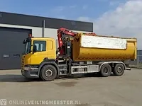 Haakarm vrachtwagen scania, p270 6x2 met kraan palfinger tipper 2 met grijper en containerbak, bouwjaar 2005 - afbeelding 12 van  49