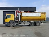 Haakarm vrachtwagen scania, p270 6x2 met kraan palfinger tipper 2 met grijper en containerbak, bouwjaar 2005 - afbeelding 23 van  49