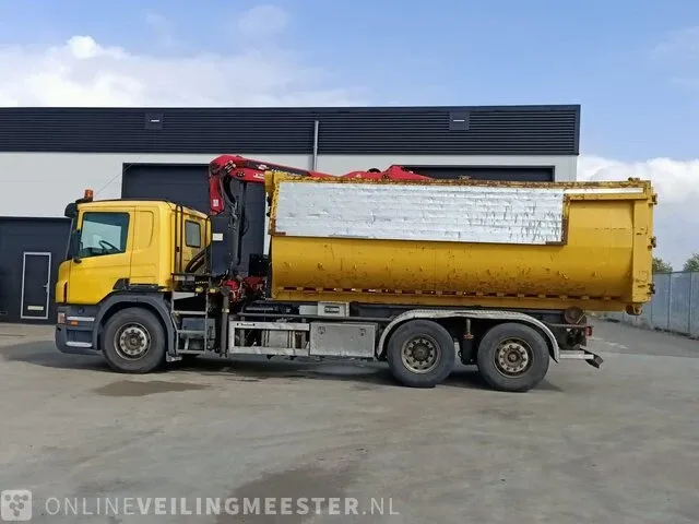 Haakarm vrachtwagen scania, p270 6x2 met kraan palfinger tipper 2 met grijper en containerbak, bouwjaar 2005 - afbeelding 34 van  49