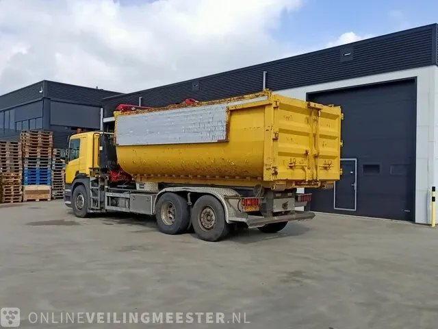 Haakarm vrachtwagen scania, p270 6x2 met kraan palfinger tipper 2 met grijper en containerbak, bouwjaar 2005 - afbeelding 46 van  49