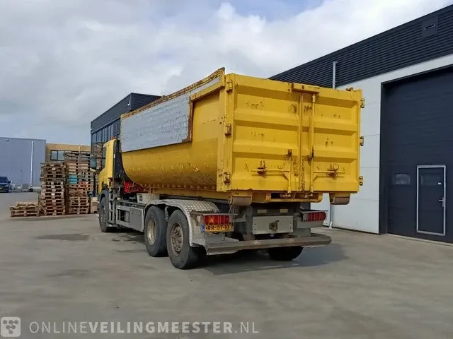 Haakarm vrachtwagen scania, p270 6x2 met kraan palfinger tipper 2 met grijper en containerbak, bouwjaar 2005 - afbeelding 47 van  49