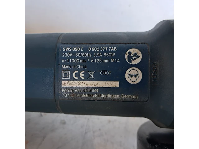 Haakse slijper 125mm 230v, bosch, gws 850 c, 2014 - afbeelding 5 van  7