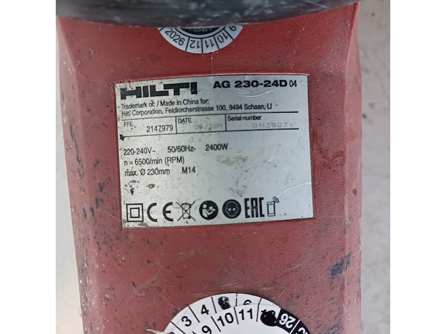 Haakse slijper 230mm 230v hilti hilti, ag 230-24d, bouwjaar 2019 - afbeelding 7 van  7