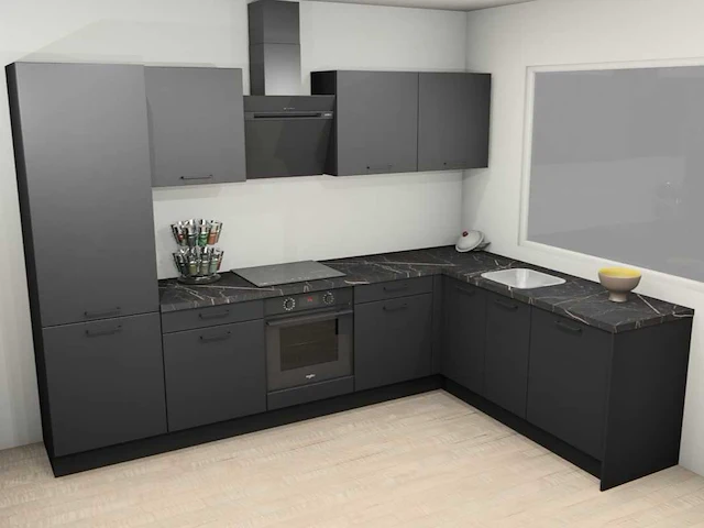 Häcker concept - topsoft zwart mat - hoek - afbeelding 1 van  32