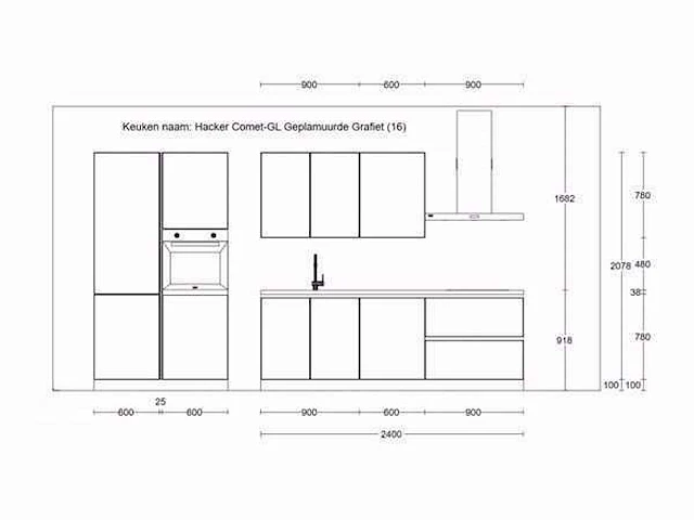 Häcker concept 130 - comet geplamuurde beton grafiet - keukenopstelling - afbeelding 3 van  23