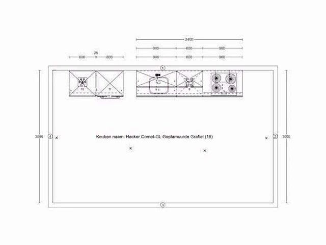 Häcker concept 130 - comet geplamuurde beton grafiet - keukenopstelling - afbeelding 4 van  23