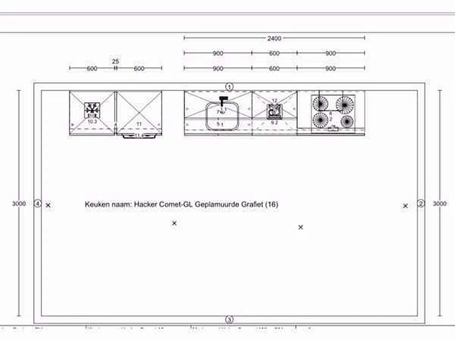 Häcker concept 130 - comet geplamuurde beton grafiet - keukenopstelling - afbeelding 5 van  23
