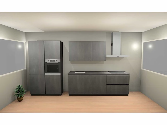 Häcker concept 130 - comet geplamuurde beton grafiet - keukenopstelling - afbeelding 9 van  16