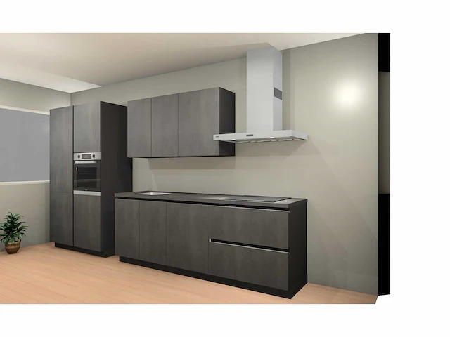 Häcker concept 130 - comet geplamuurde beton grafiet - keukenopstelling - afbeelding 10 van  16