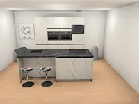Häcker concept130 - merkur carrara wit uv matlak - keukenopstelling