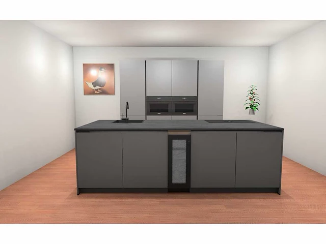 Häcker concept130 - topsoft parelgrijs - eiland keuken opstelling - afbeelding 1 van  27