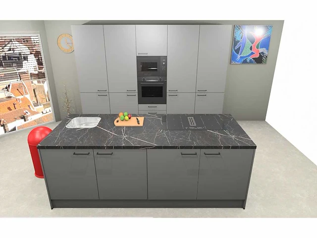 Häcker concept130 - topsoft parelgrijs lak mat - keukenopstelling - afbeelding 1 van  24