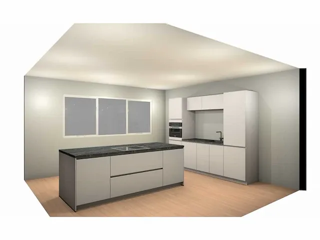 Hacker concept130 - topsoft satijn mat - eiland keuken opstelling - afbeelding 1 van  29