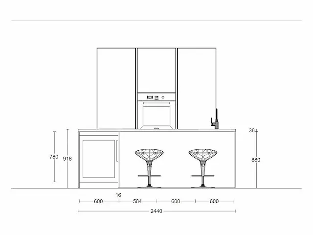 Häcker concept130 - topsoft zwart mat - eiland keuken opstelling - afbeelding 5 van  21