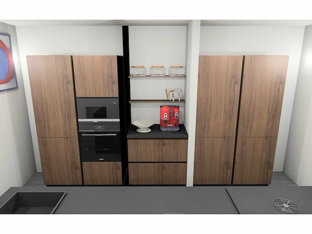 Häcker concept130 bali notenhout topsoft mat lak zwart - keukenopstelling - afbeelding 34 van  38