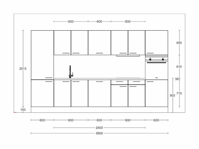 Hacker concept130 scala greige - rechte keuken opstelling - afbeelding 2 van  18