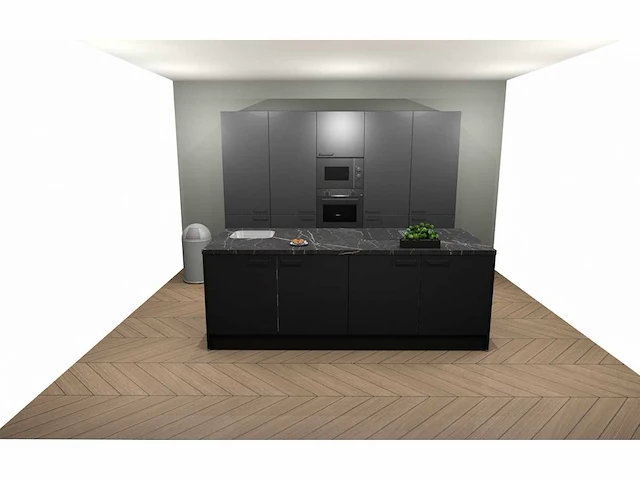 Häcker concept130 topsoft mat zwart eiland keukenopstelling - afbeelding 1 van  31