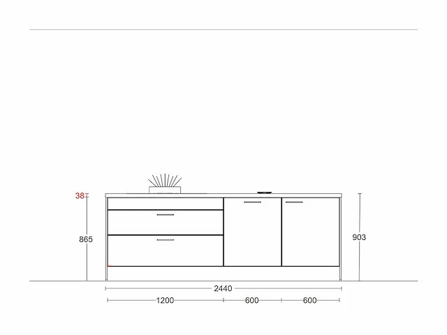 Häcker concept130 topsoft mat zwart eiland keukenopstelling - afbeelding 19 van  31
