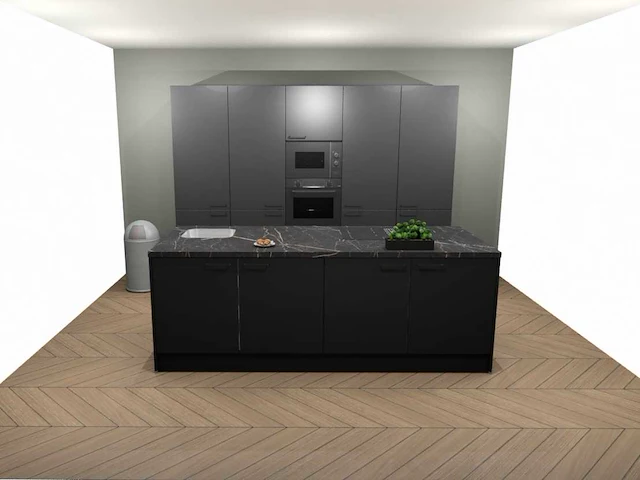 Häcker concept130 topsoft mat zwart eiland keukenopstelling - afbeelding 1 van  33