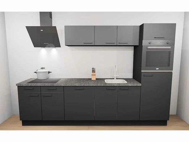 Häcker concept130 uno zwart mat keukenopstelling - afbeelding 1 van  18