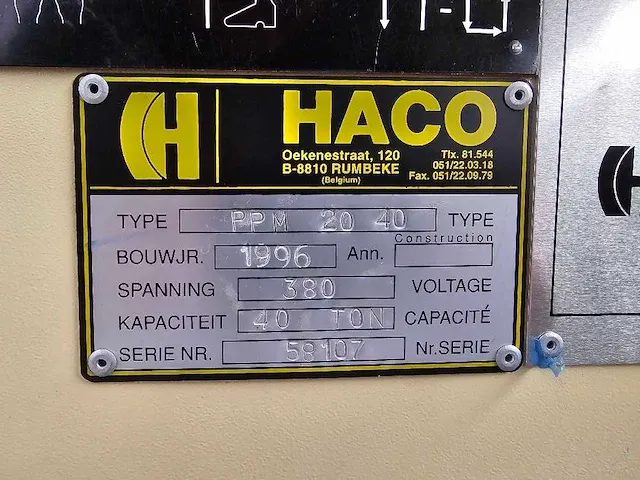 Haco - ppm 20 40 - cnc kantbank - 1996 - afbeelding 6 van  16