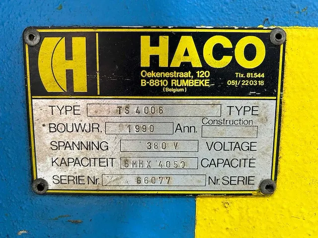 Haco - ts 4006, 4050x6mm - guillotineschaar - 1990 - afbeelding 10 van  12