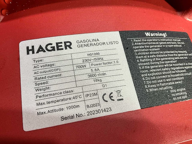 Hager hg 1200 stroomgenerator - afbeelding 8 van  8