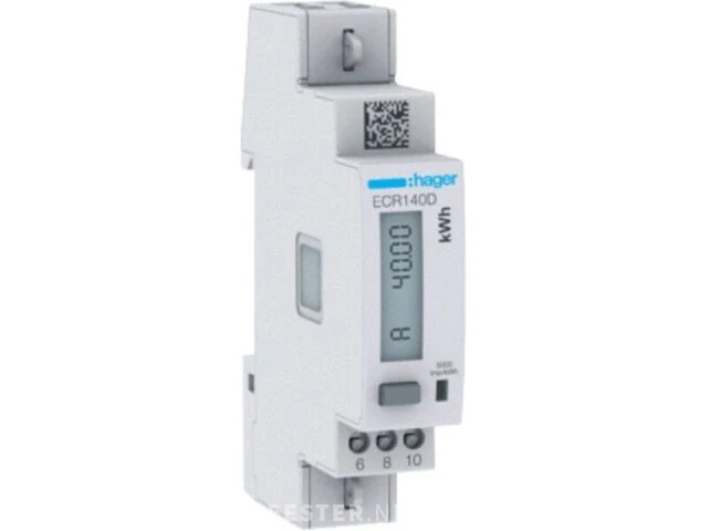 Hager kwh-meter 1-fase direct 40 a 1 module modbus mid - ecr140d - afbeelding 1 van  1