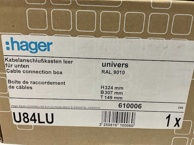 Hager u84lu kabelaansluitkast (leeg) (5x) - afbeelding 3 van  3