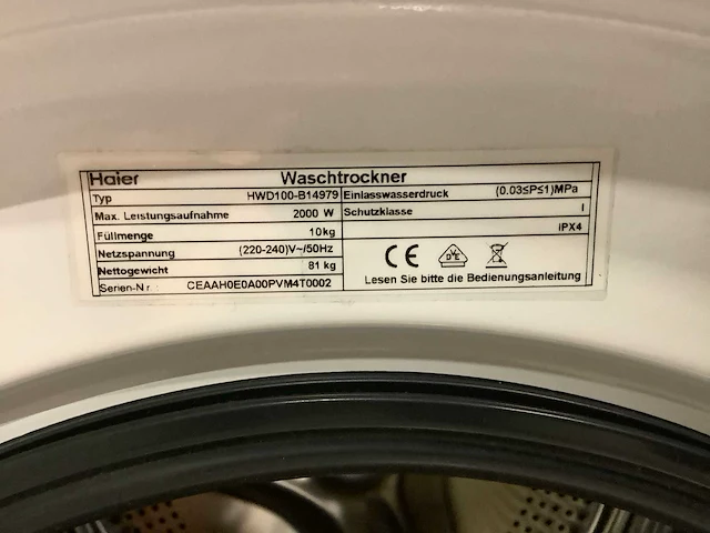 Haier - hwd100 - b14979 - wasdroger - afbeelding 2 van  10