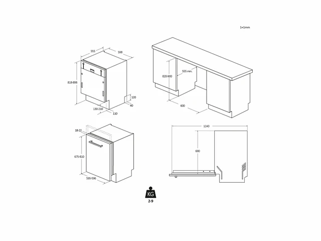 Haier xs 6b0s3fsb inbouw-vaatwasser zwart - afbeelding 2 van  6