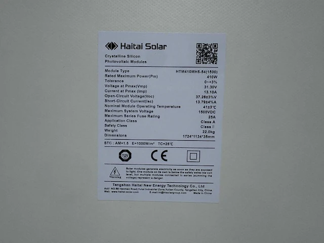 Haitai solar - set van 20 zonnepanelen (410 wp) met sungrow 8.0k omvormer - afbeelding 5 van  9