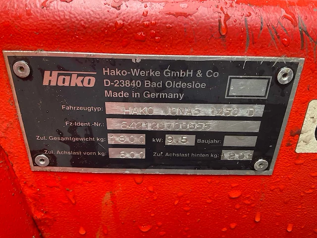 Hako jonas 1450d zelfrijdende veegmachine - afbeelding 13 van  16