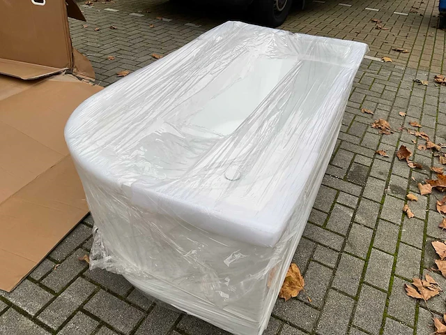 Half vrijstaand hoekbad links 150x75x58cm met afvoer acryl glans wit - afbeelding 5 van  8