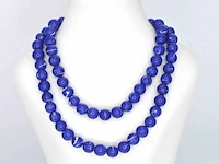 Halsketting met lapis lazuli edelsteen en een gouden sluiting met diamant - afbeelding 3 van  7